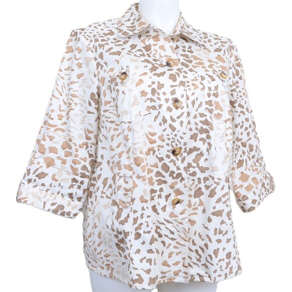 Carole Little Woman Animal Print Cotton Button Down Jacket Top Plus Size 22 - Picture 1 of 8